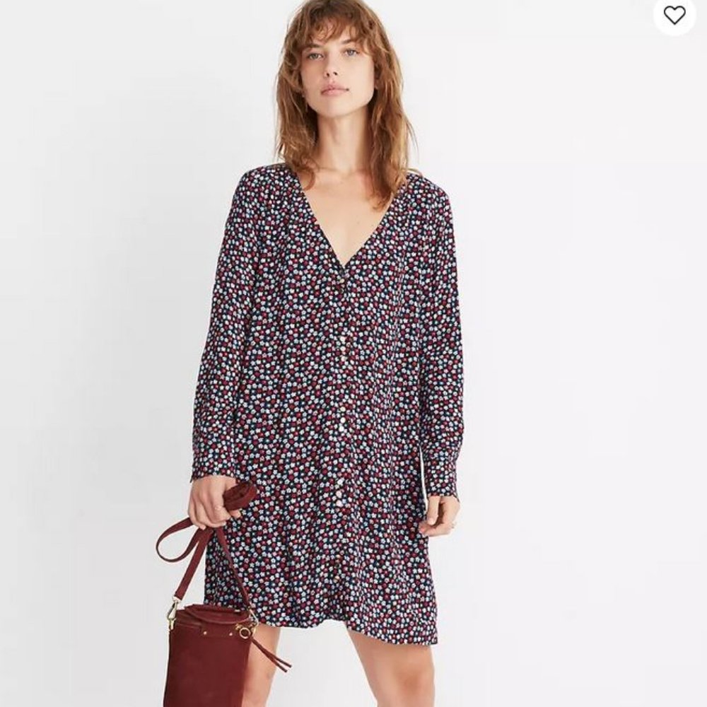 Madewell button front mini dress in petite bloom